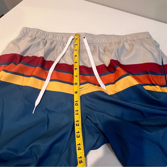 Tipsy Elves Retro Summer Swim Trunks Multicolor Gray Blue Stripe Mens Size 3XL - Picture 9 of 13